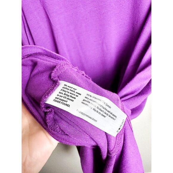 Eileen Fisher Plum Bateau NK Tunic Womens Purple Long Sleeve Asymmetrical Hem To - Picture 6 of 7